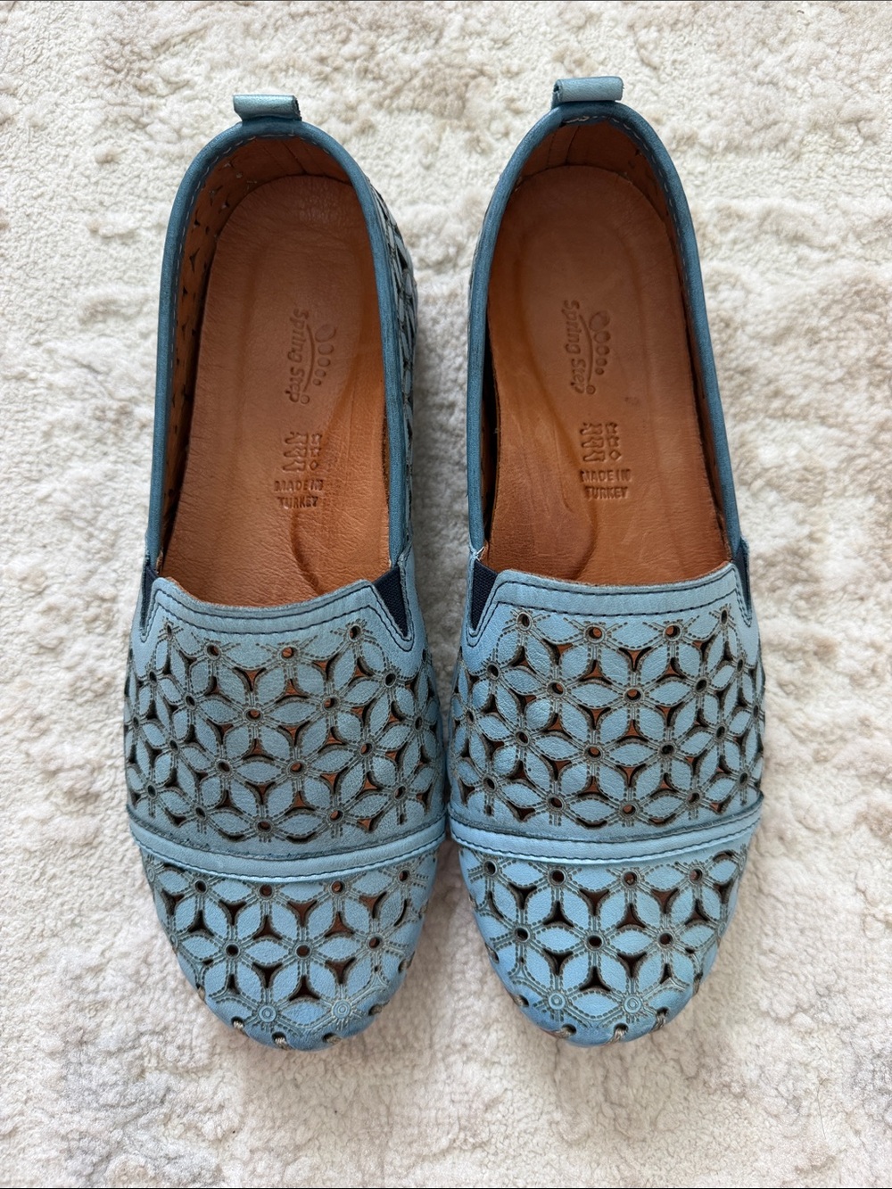 Spring Step Light Blue Perforated Slip-On Flats